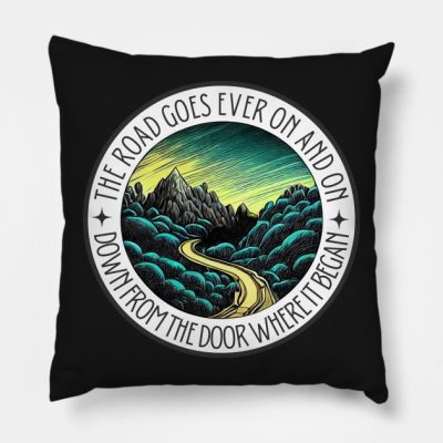 The Road Goes Ever On And On Down From The Door Wh Throw Pillow Official Lord Of The Rings Store
