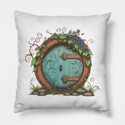 Beautiful Round Door White Fantasy Throw Pillow Official Lord Of The Rings Store