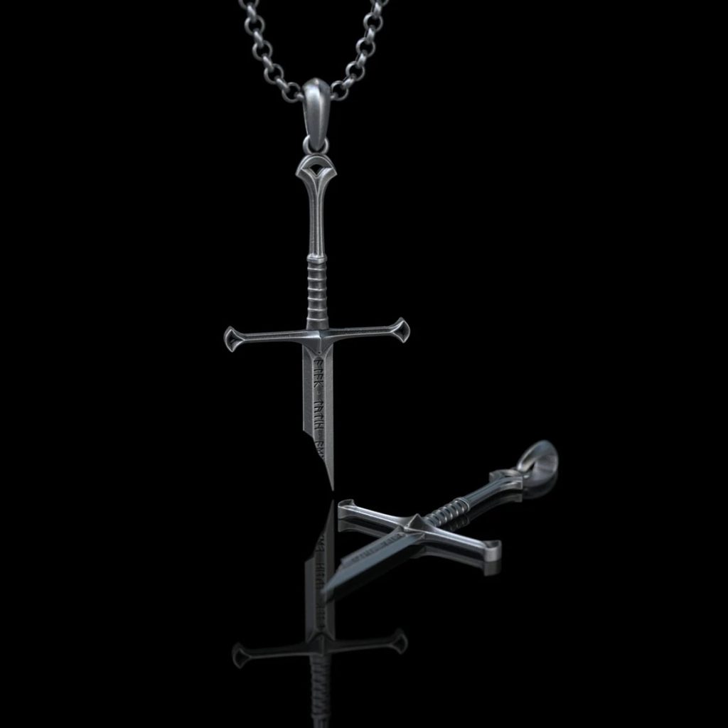 New Lord Necklace The Rings Power Flame of the West Silver Plated Broken Sword Pendant for - Lord Of The Rings Store