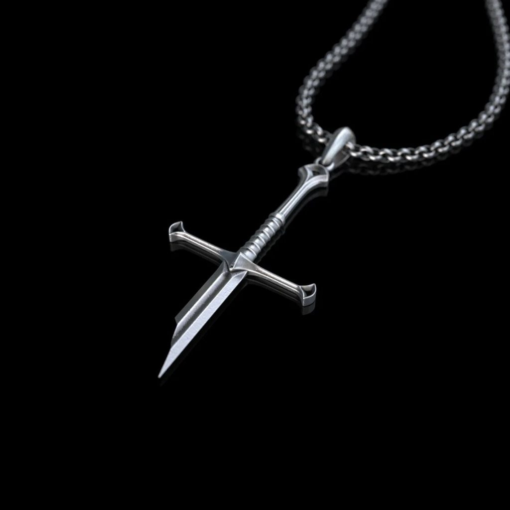 New Lord Necklace The Rings Power Flame of the West Silver Plated Broken Sword Pendant for 3 - Lord Of The Rings Store