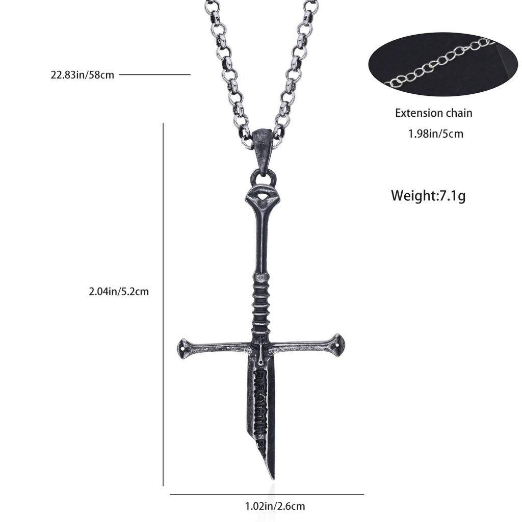 New the Lord Narsil Necklace The Rings Power Flame of the West Silver Plated Broken Sword 1 - Lord Of The Rings Store