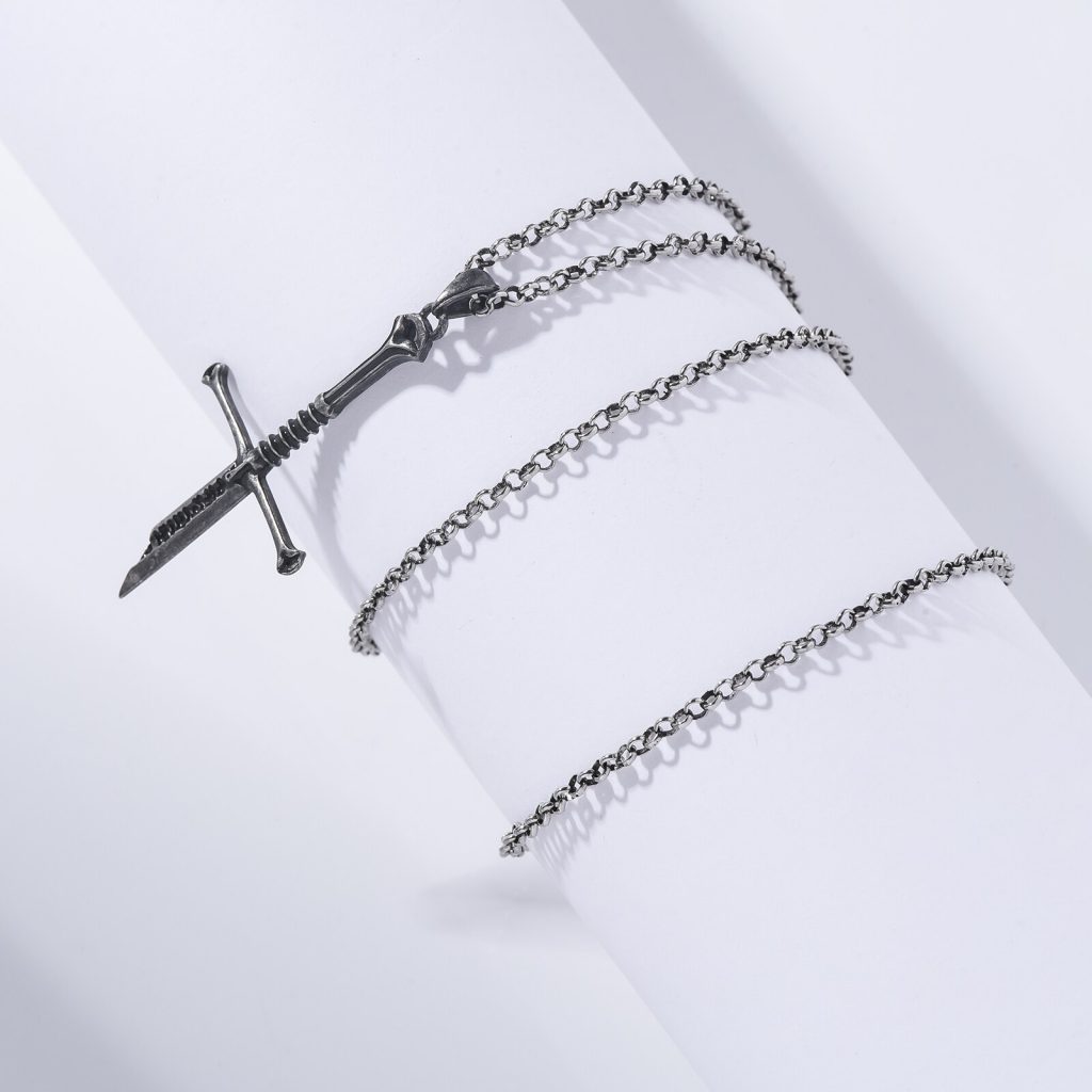 New the Lord Narsil Necklace The Rings Power Flame of the West Silver Plated Broken Sword 3 - Lord Of The Rings Store