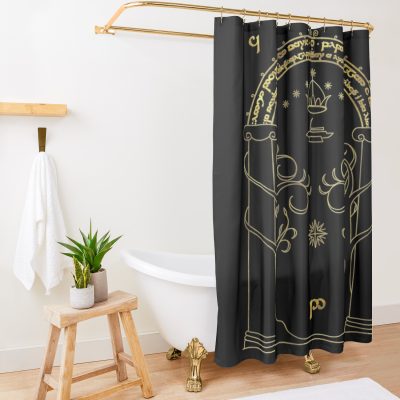Gate To Moria - Gold Shower Curtain Official Lord Of The Rings Store