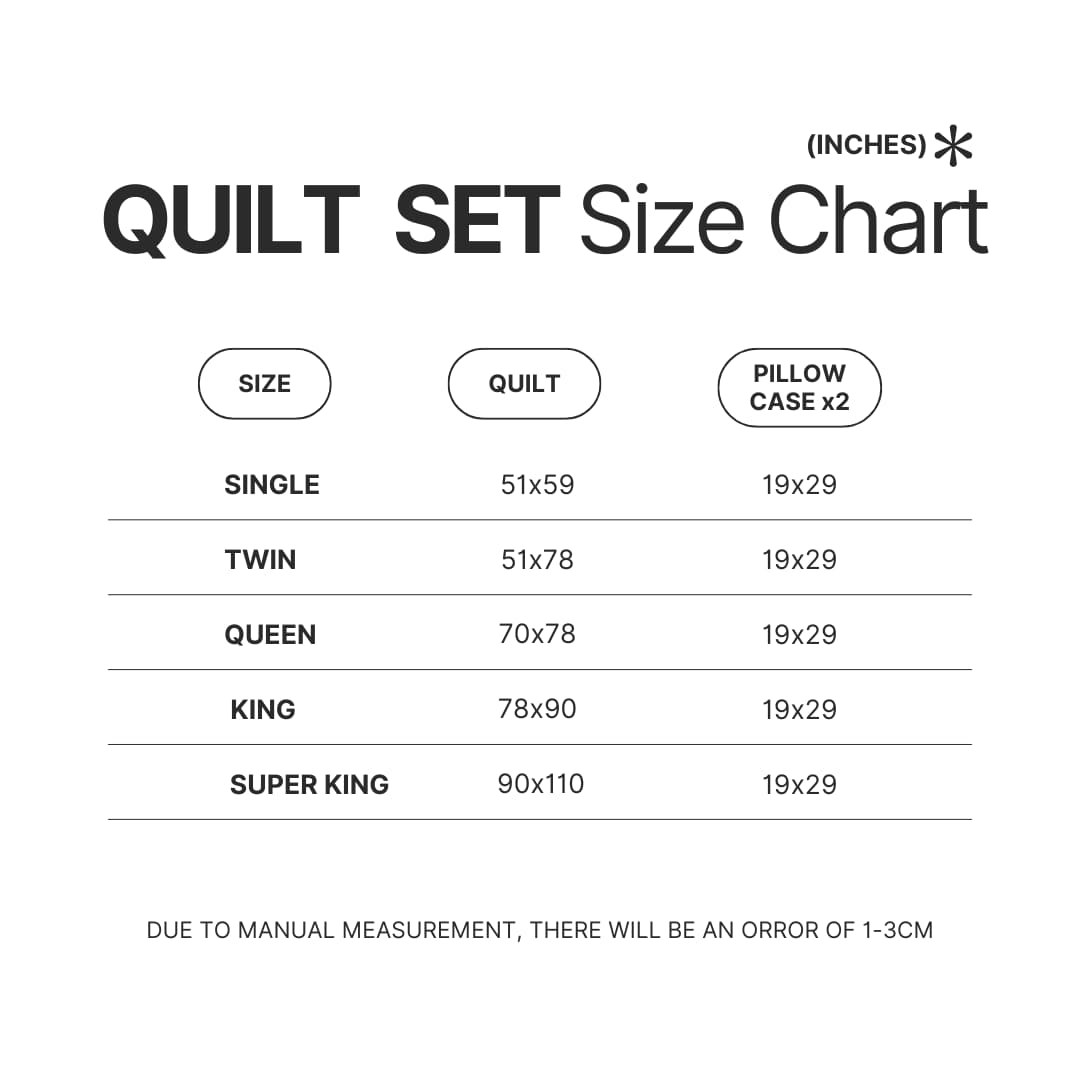 Quilt Set Size Chart - Lord Of The Rings Store