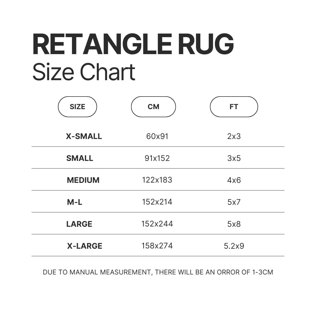 Retangle Rug Size Chart - Lord Of The Rings Store