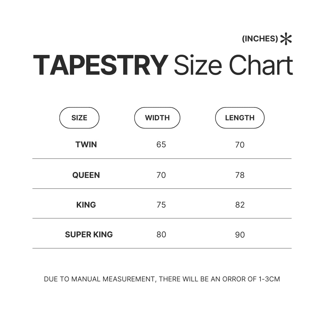 Tapestry Size Chart - Lord Of The Rings Store