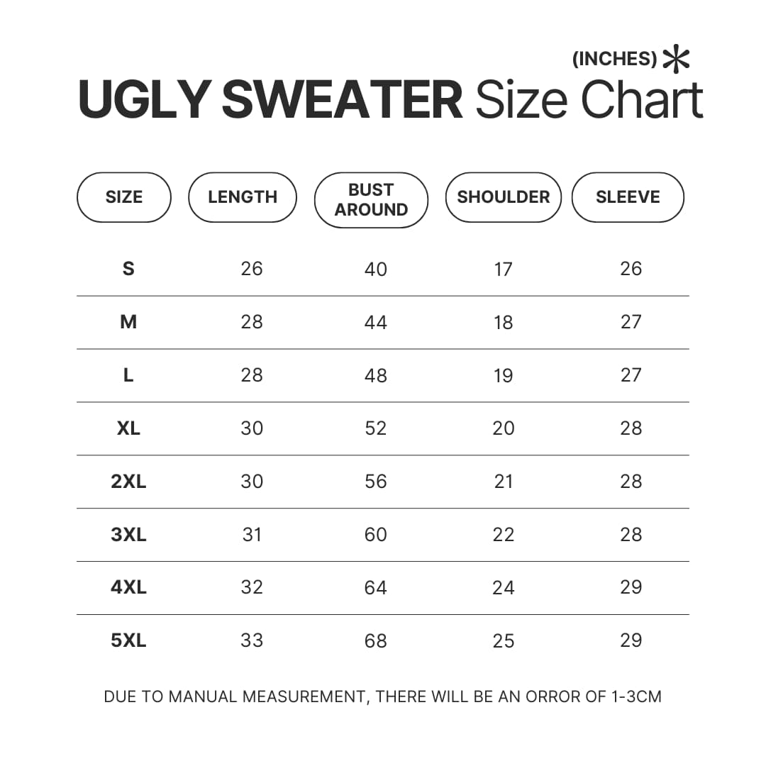 Ugly Sweater Size Chart 1 - Lord Of The Rings Store