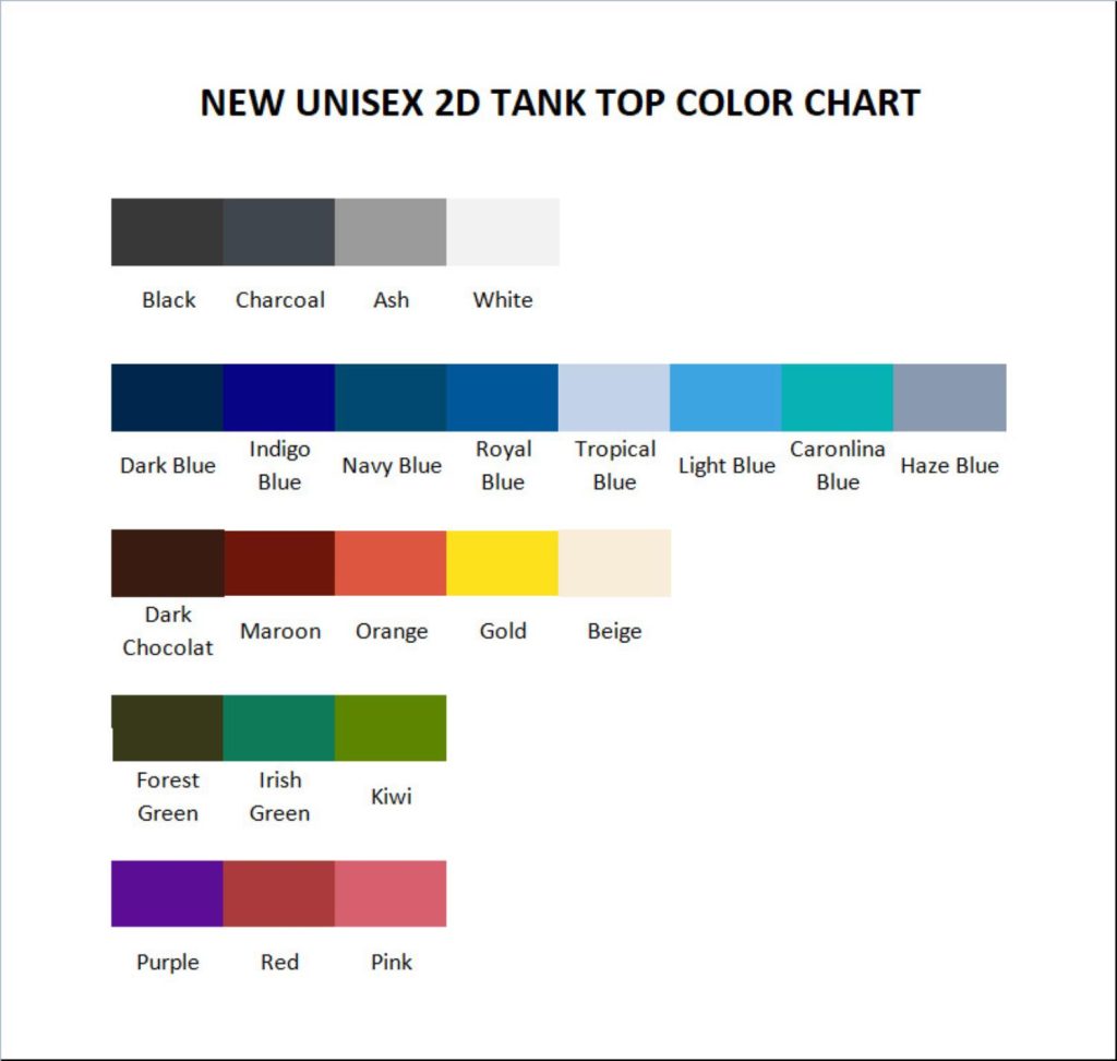 tank top color chart - Lord Of The Rings Store